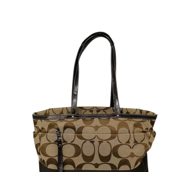 Coach F19202 Signature, Brown & Tan Monogram Canvas Large Diaper Bag / Tote - Picture 2 of 6